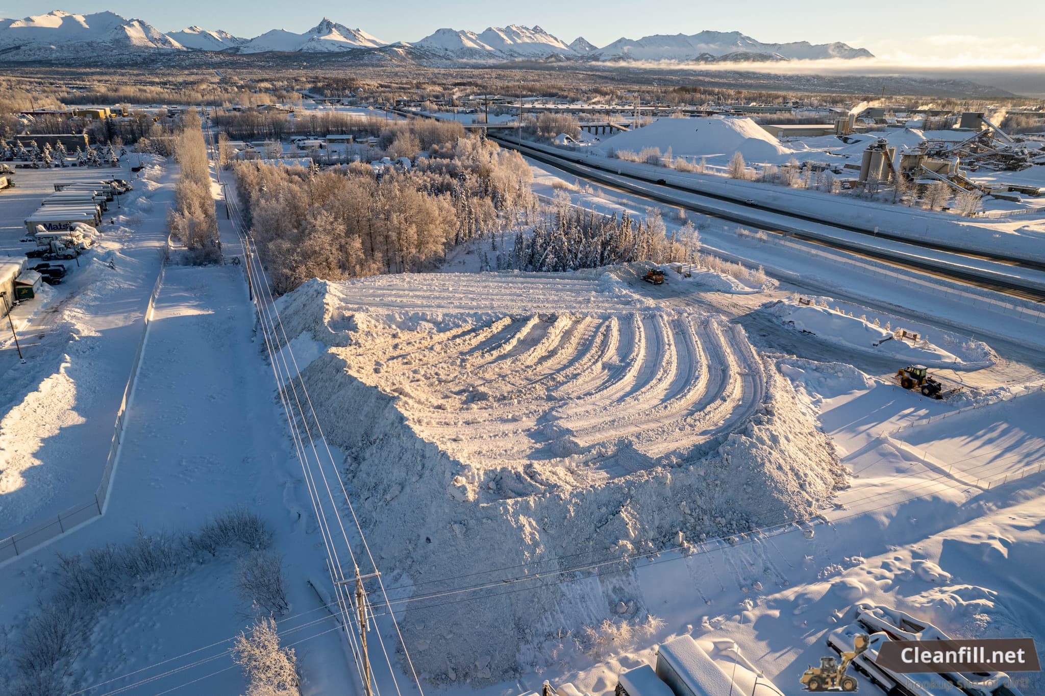 Aerial view of snow dump site